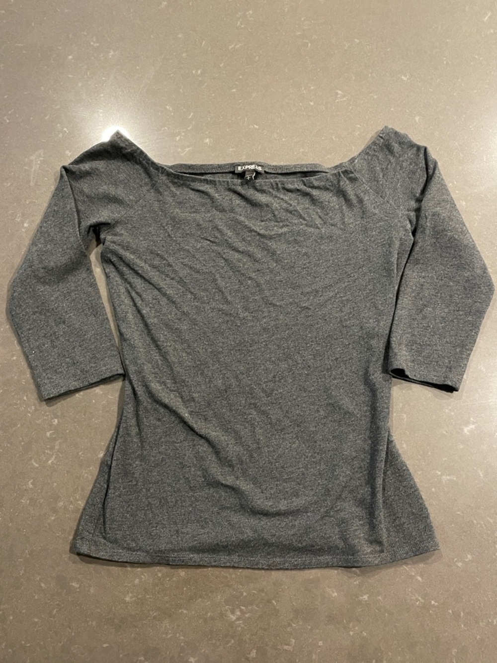 Express Fitted Boatneck Dark Gray Top Small